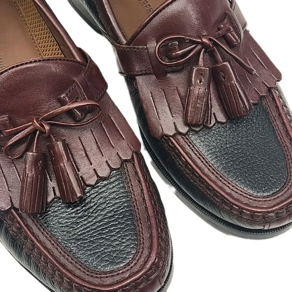 Johnston & Murphy Loafer Shoe Two-Tone Leather Slip-on Men Sz 7.5 Tassle Kiltie